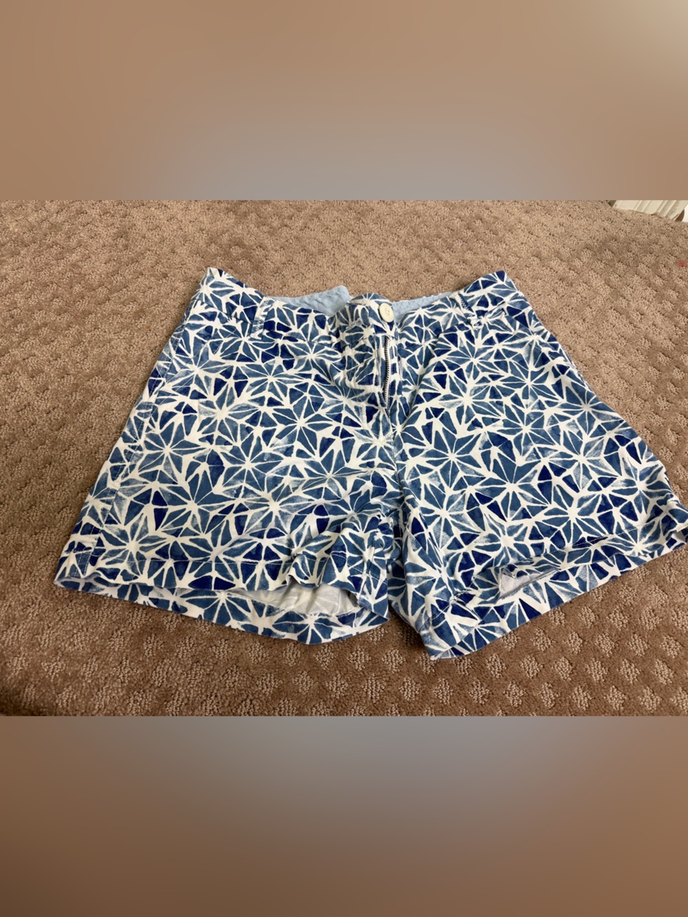 crown & ivy Blue and White Floral Jean Shorts